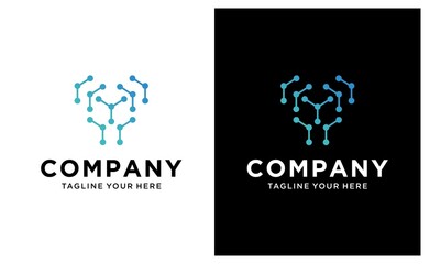 Abstract biotechnology atomic molecule dna chip logo design template. Medicine, science, technology, laboratory, electronics logotype vector icon. on a black and white background.