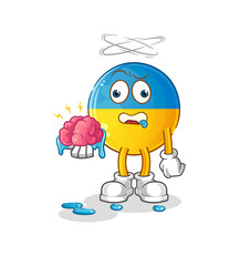 ukraine flag no brain vector. cartoon character