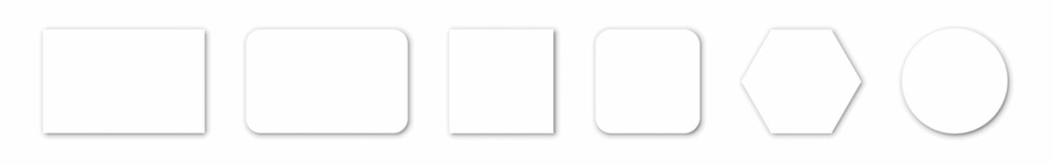 set ofPlastic or paper white card for your design. Can use for credit, visit, gift, business card. 3D Rendered. Isolated on white background.