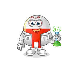 poland flag scientist character. cartoon mascot vector