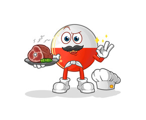 poland flag chef with meat mascot. cartoon vector