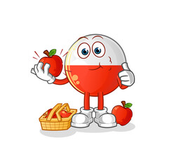 poland flag eating an apple illustration. character vector