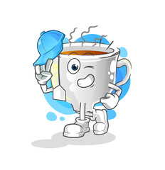tea cup young boy character cartoon