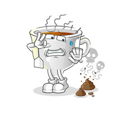 tea cup with stinky waste illustration. character vector