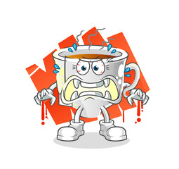 tea cup monster vector. cartoon character