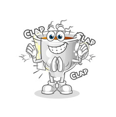 tea cup applause illustration. character vector