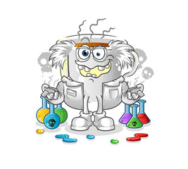 tea cup mad scientist illustration. character vector