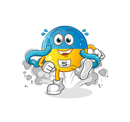 ukraine flag runner character. cartoon mascot vector