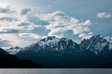 typical landscape of lake and mountains in bariloche argentina 