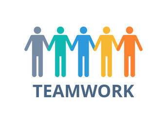 Teamwork vector. Management and business concept. People icon. Flat design on white background.