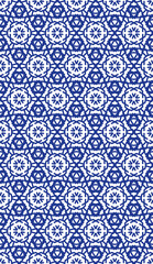 seamless pattern tiles blue and white