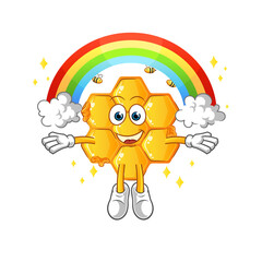 honey pattern with a rainbow. cartoon vector