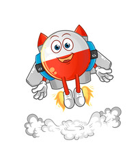 poland flag with jetpack mascot. cartoon vector