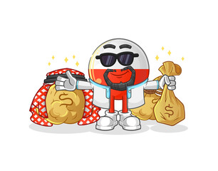 poland flag rich arabian mascot. cartoon vector