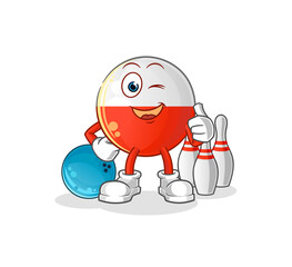 poland flag play bowling illustration. character vector