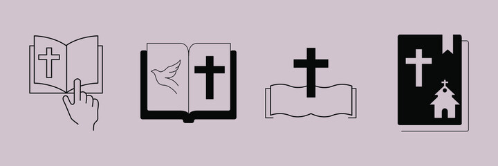 Bible Church with Religion Cross icons  symbol vector elements for infographic web