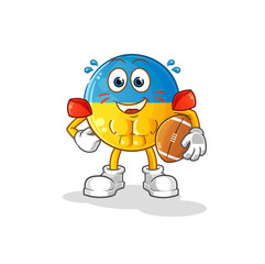 ukraine flag playing rugby character. cartoon mascot vector