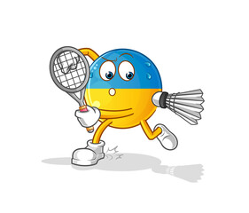 ukraine flag playing badminton illustration. character vector