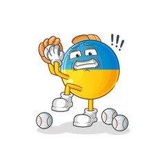 ukraine flag baseball pitcher cartoon. cartoon mascot vector