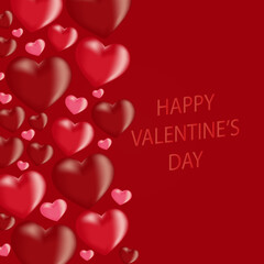 Holiday cover design 3d pink hearts banner or greeting card design for Valentine's Day. Vector EPS10