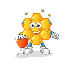 honey pattern dribble basketball character. cartoon mascot vector