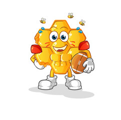 honey pattern playing rugby character. cartoon mascot vector