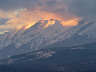 Fototapeta na wymiar Winter landscape of the Tatra Mountains.