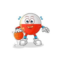 poland flag dribble basketball character. cartoon mascot vector