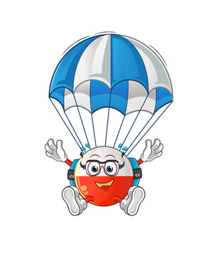recommend clip art: poland flag skydiving character. cartoon mascot vector