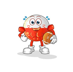 poland flag playing rugby character. cartoon mascot vector