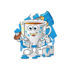 Obraz premium tea cup painter illustration. character vector