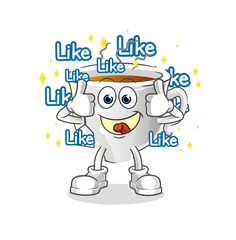 tea cup give lots of likes. cartoon vector