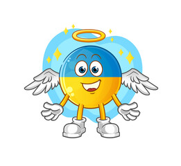 ukraine flag angel with wings vector. cartoon character