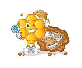 honey pattern archaeologists with fossils mascot. cartoon vector