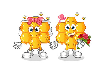 honey pattern wedding cartoon. cartoon mascot vector