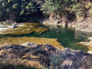 Scenery along the Ure River in Horaikyo at Yuya Onsen