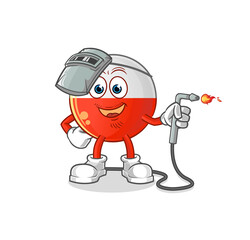 Fototapeta premium poland flag welder mascot. cartoon vector