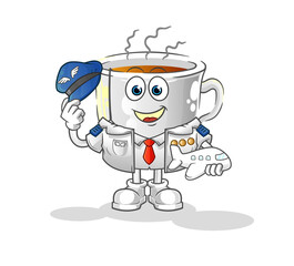 tea cup pilot mascot. cartoon vector