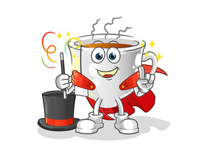 Obraz premium tea cup magician illustration. character vector
