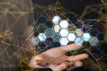 Connecting lines and dots.Big data visualization