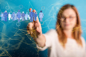 Global network. Blockchain. 3D illustration. Neural networks and artificial intelligence. Abstract  3d