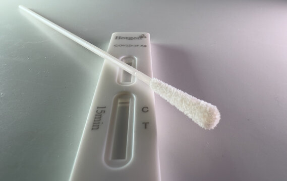 Corona Antigen Rapid Test in a close up shot - FRANKFURT, GERMANY - JANUARY 22, 2022