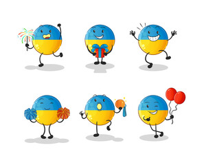 ukraine flag celebration set character. cartoon mascot vector