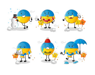 ukraine flag in cold weather character mascot vector