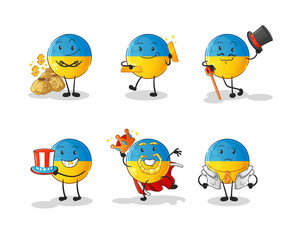 ukraine flag rich character. cartoon mascot vector