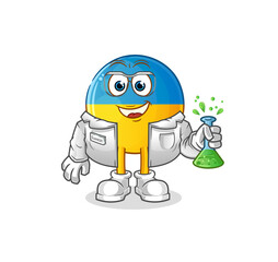 ukraine flag scientist character. cartoon mascot vector