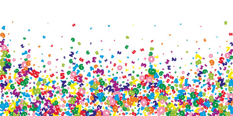 Falling bright numbers. Math study concept with flying digits. Gorgeous back to school mathematics banner on white background. Falling numbers vector illustration.