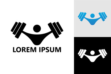 Happy people gym logo template design vector