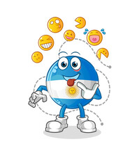 argentina flag laugh and mock character. cartoon mascot vector