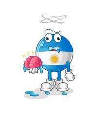 argentina flag no brain vector. cartoon character